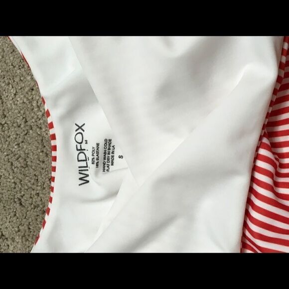 New. WILDFOX red stripe swimsuit. Small. Retail $178 - Picture 5 of 7